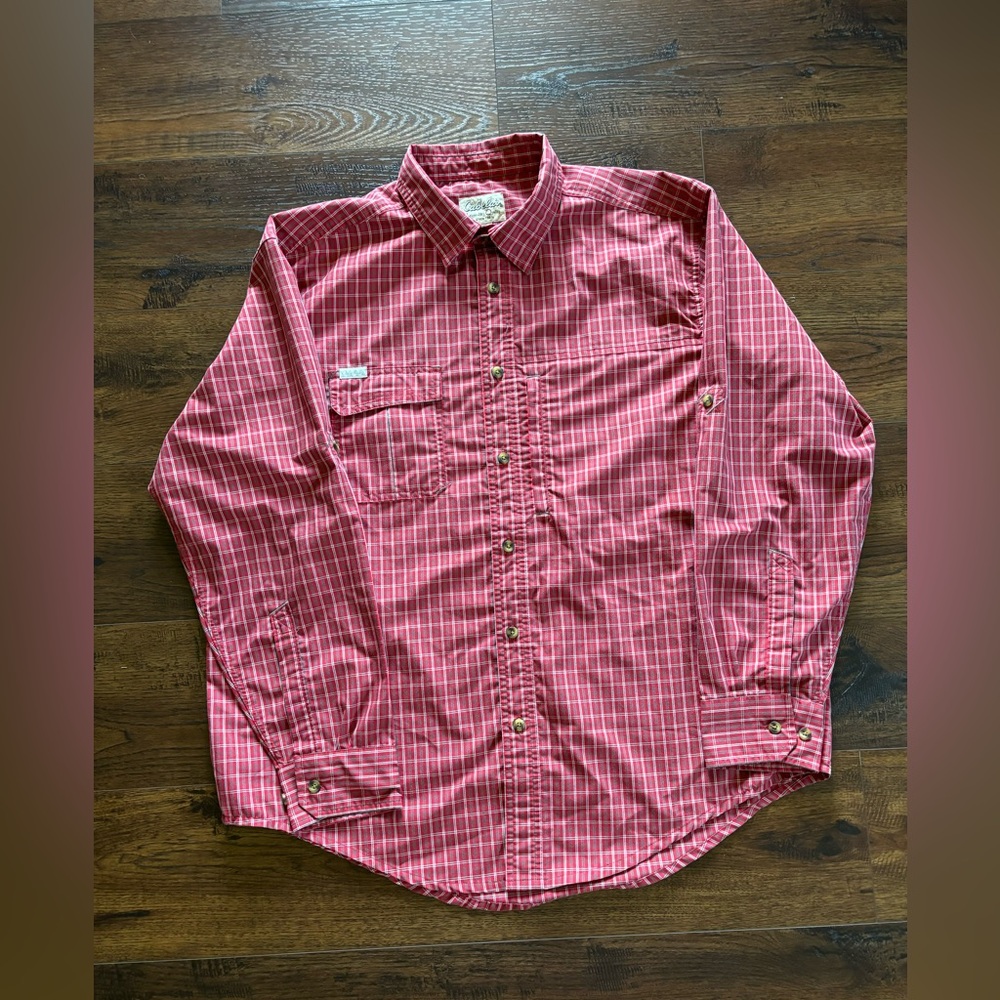 CABELA'S Shirt Legendary Quality Red Plaid Long Sleeve Button Up Size XL